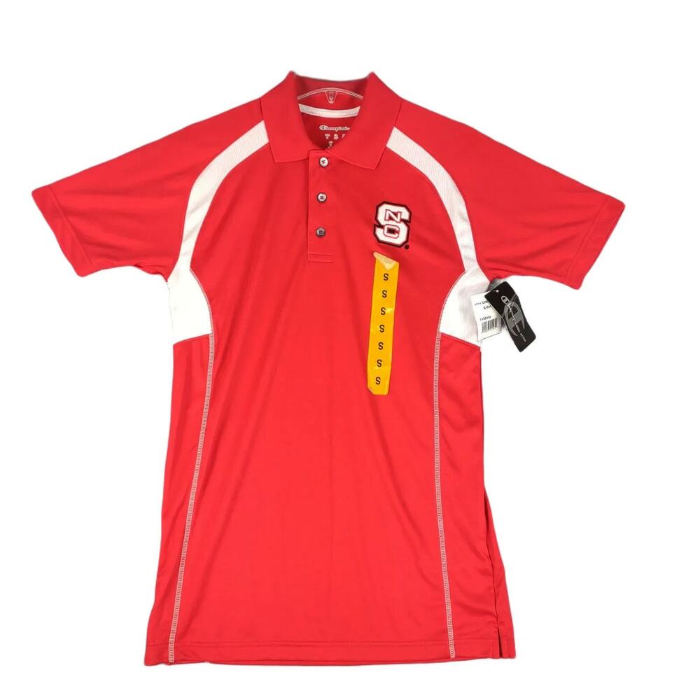 NWT Champion NC STATE Men's S Athletic Performance Red Polo Shirt Wolfpack Elite